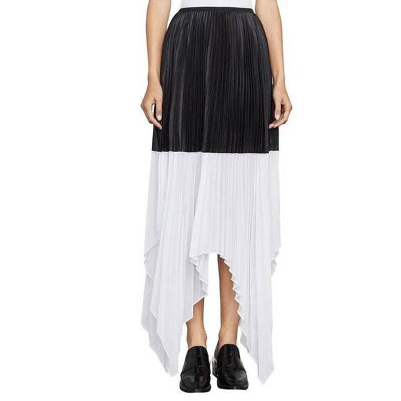 BCBG MAX AZRIA NWT $198 Christy Pleated Asymmetric Colorblock Skirt Size XS - Picture 1 of 7